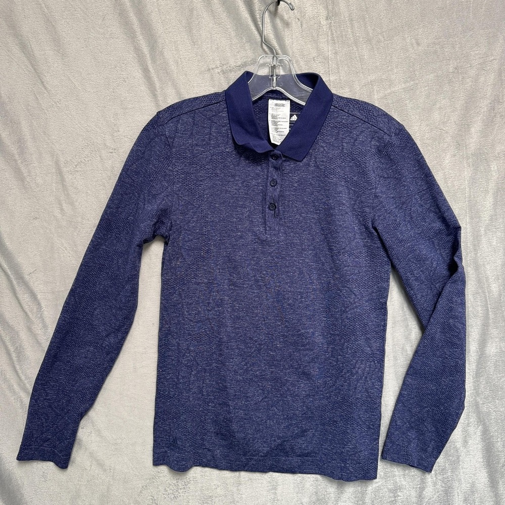 Adidas Golf Climacool Polo Shirt Mens Small Blue Long Sleeve Performance Stretch